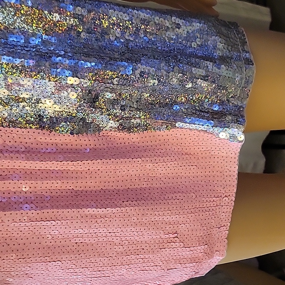 Sequin Heart T-Shirt in Pink and Silver size small - Picture 3 of 9